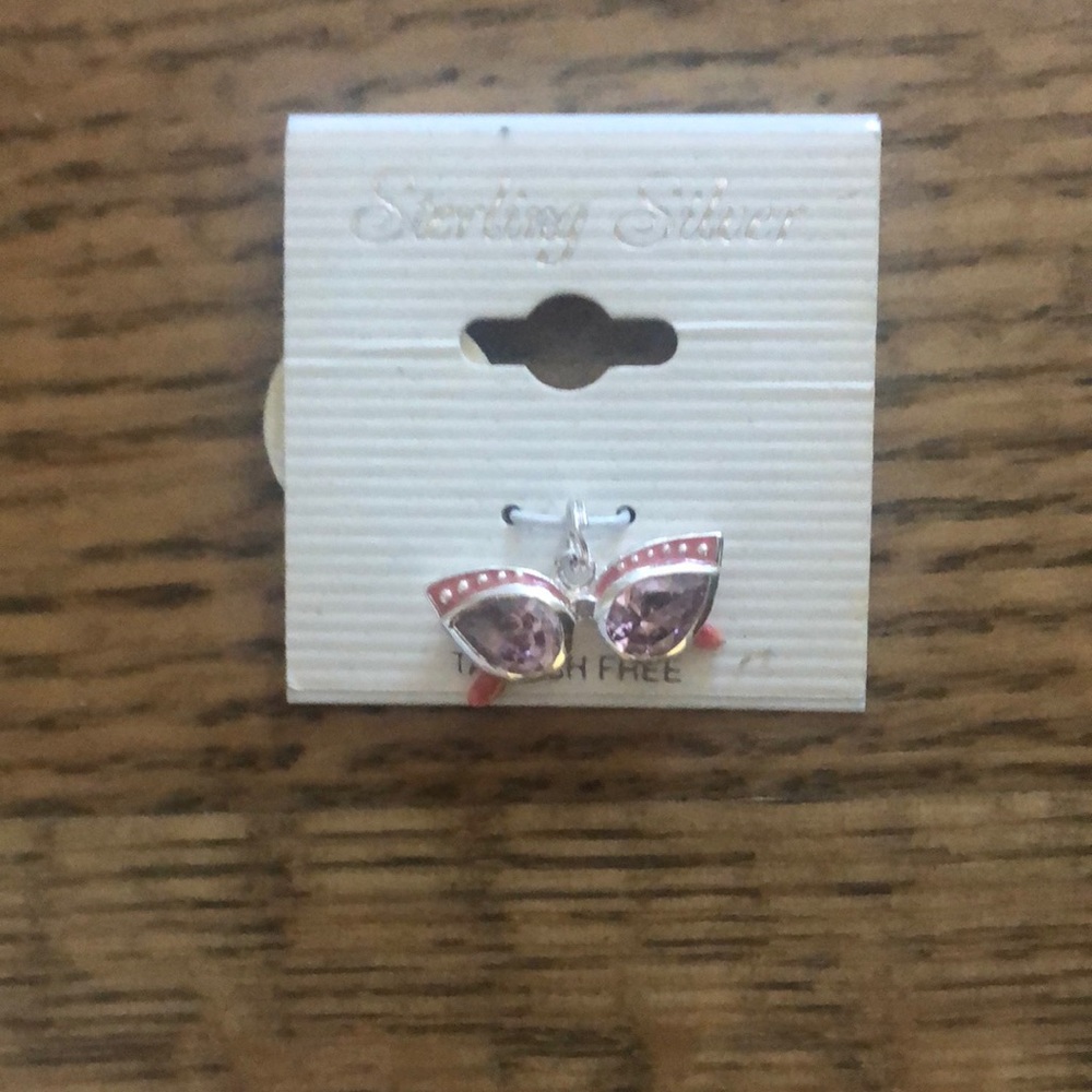 Sterling Silver pink crystal cat eye sunglasses charm!